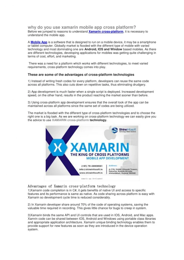 Shine Infosoft - Xamarin App Development Company