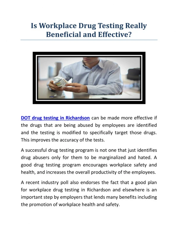 Is Workplace Drug Testing Really Beneficial and Effective?