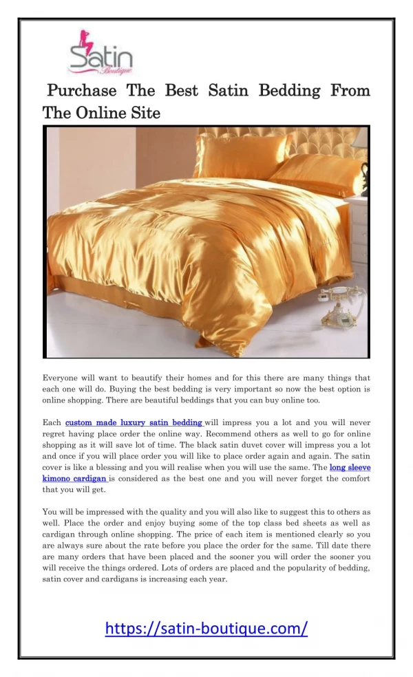 Purchase The Best Satin Bedding From The Online Site