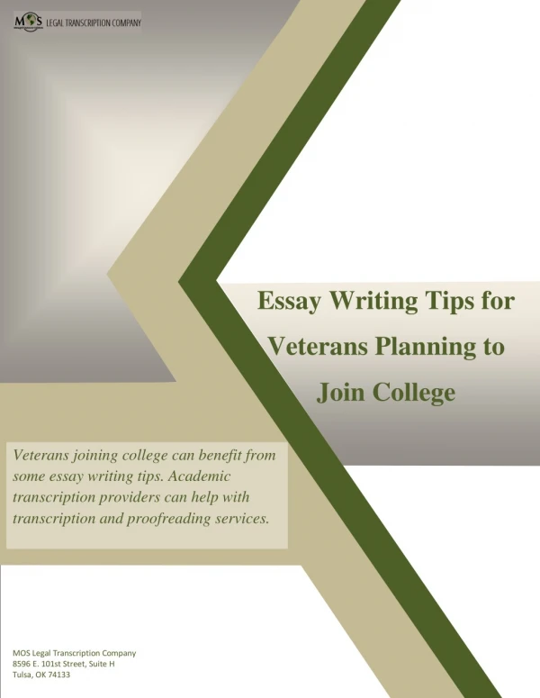 Essay Writing Tips for Veterans Planning to Join College