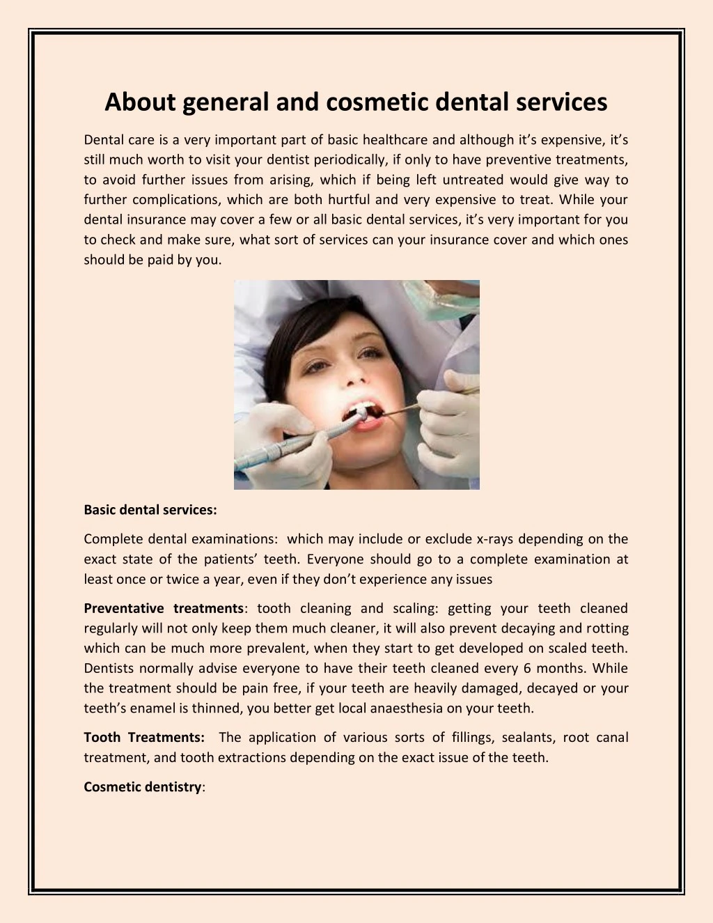 about general and cosmetic dental services