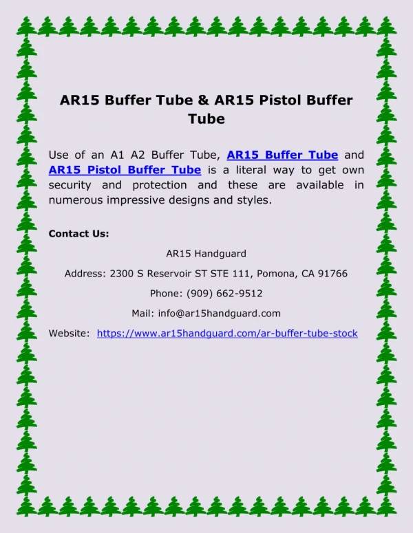 AR15 Buffer Tube & AR15 Pistol Buffer Tube
