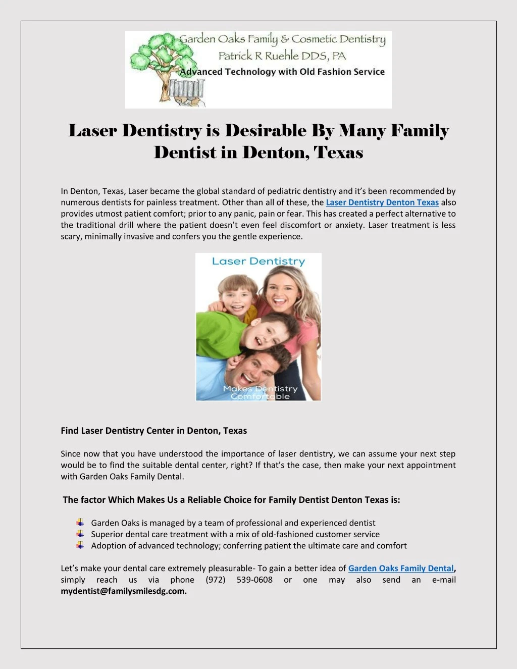 laser dentistry is desirable by many family