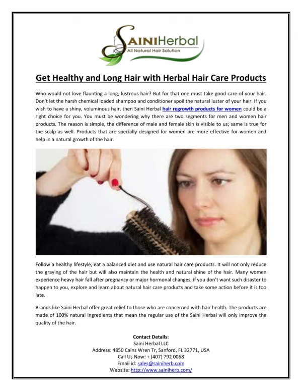 Get Healthy and Long Hair with Herbal Hair Care Products