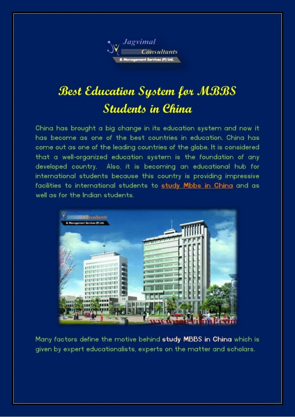 Best Education System for MBBS Students in China