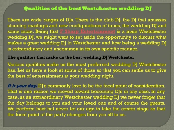 Qualities of the best Westchester wedding DJ