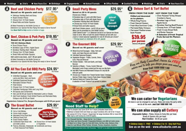 All Suburbs Catering - Spit Roast Menu 2019