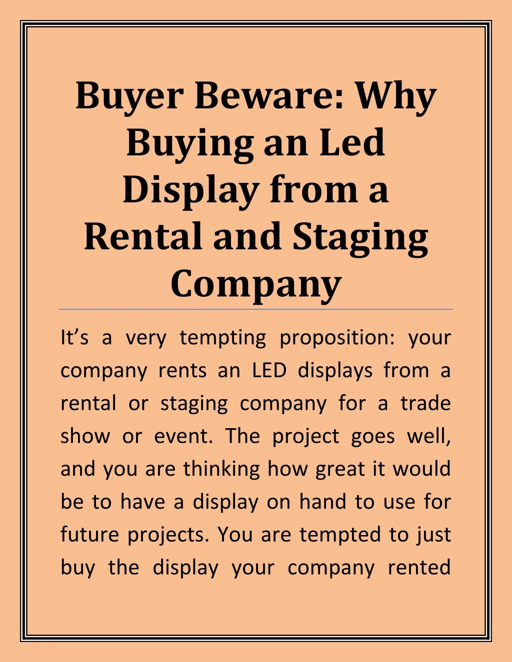 buyer beware why buying an led display from