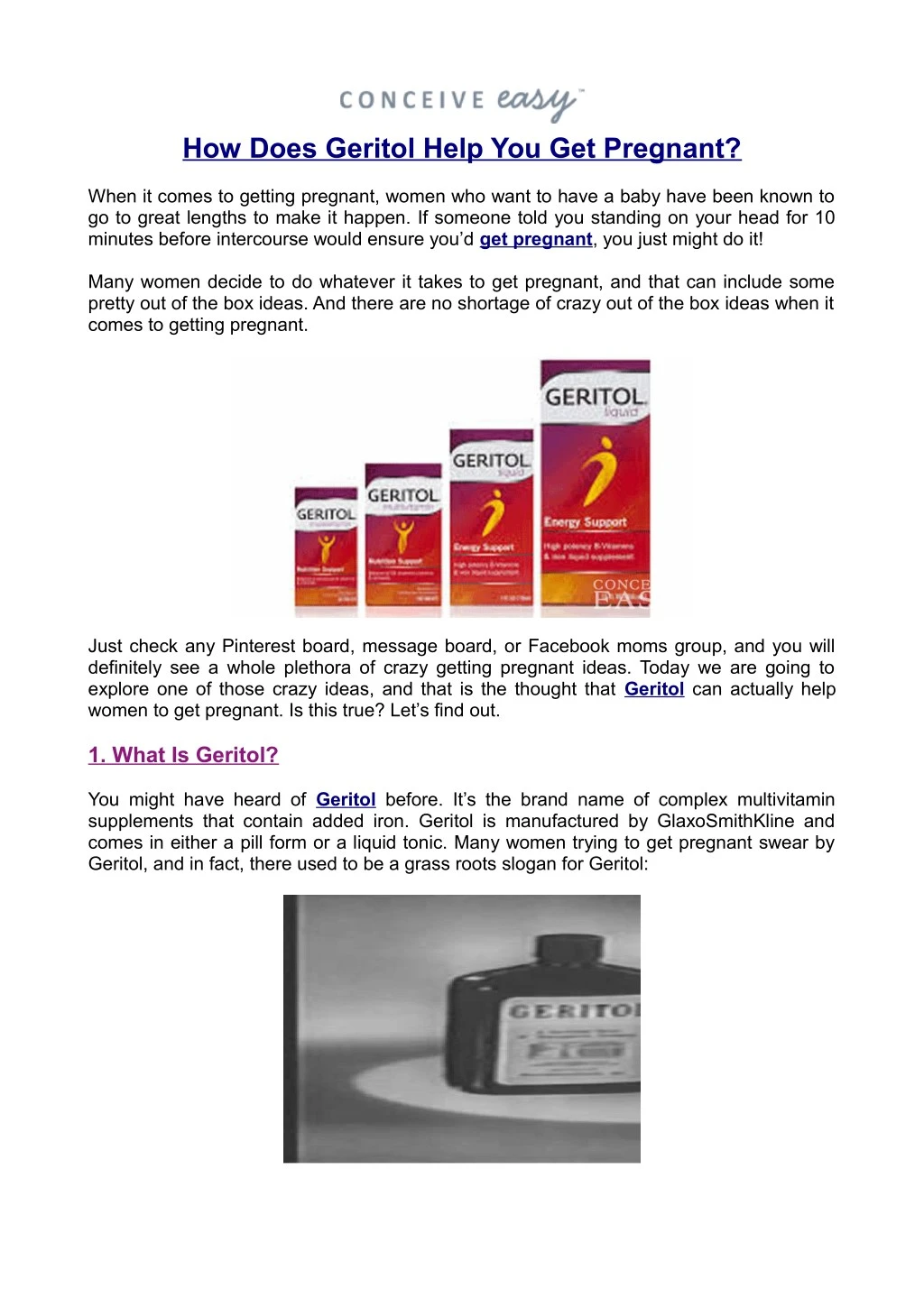 how does geritol help you get pregnant