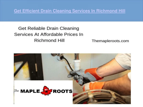 Drain Cleaning Services Richmond Hill