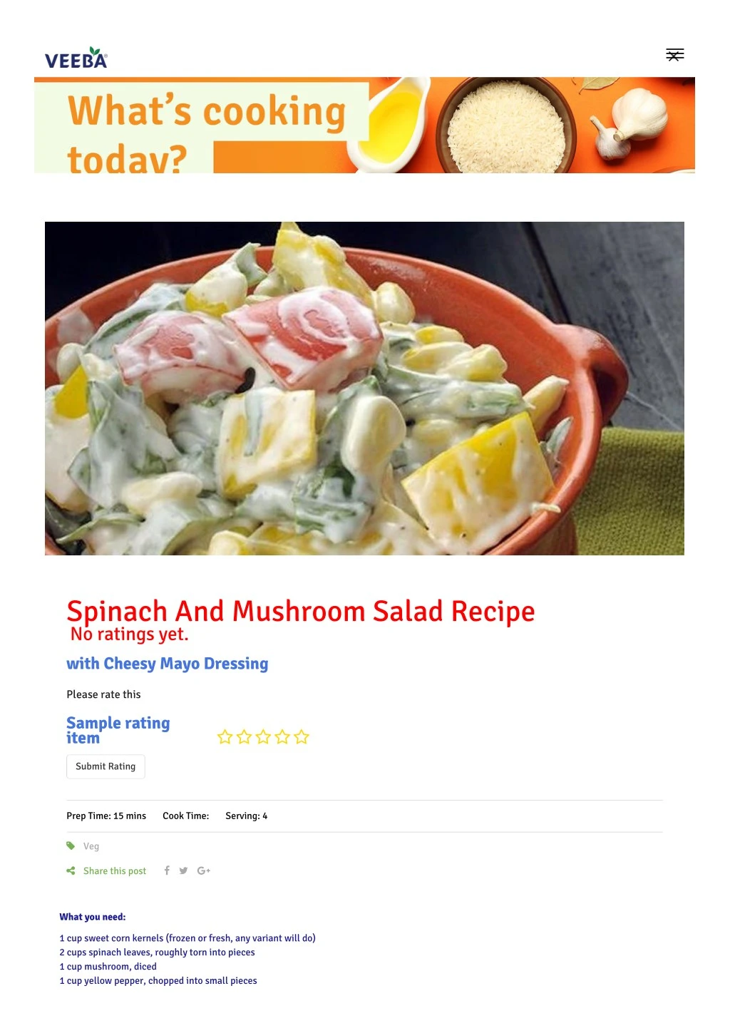 spinach and mushroom salad recipe no ratings yet
