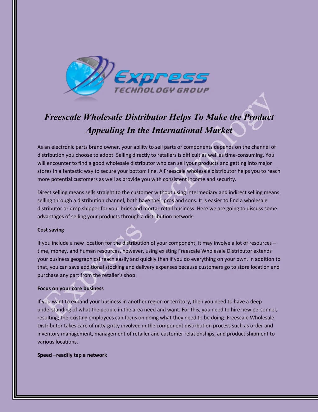 freescale wholesale distributor helps to make