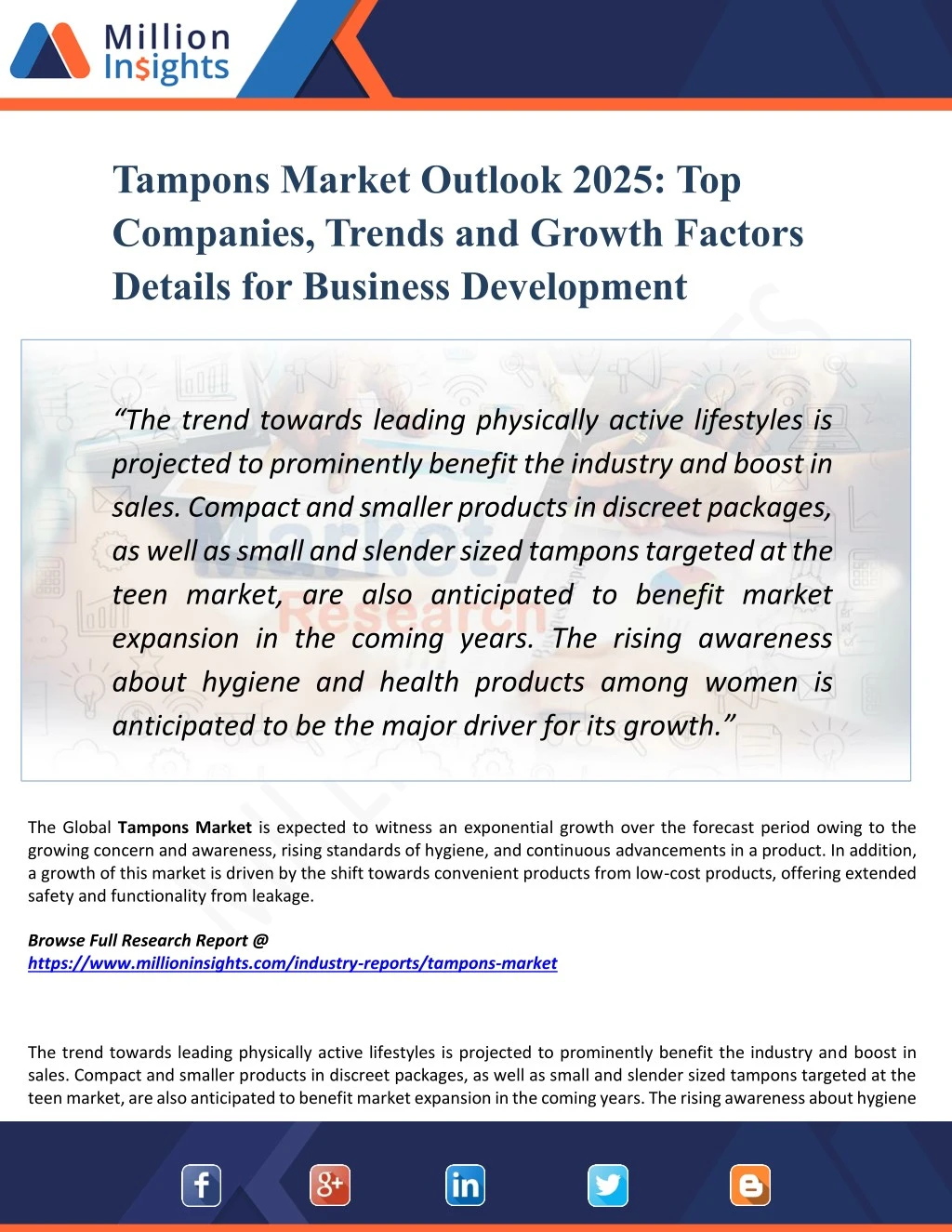 tampons market outlook 2025 top companies trends