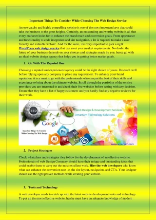 Important Things To Consider While Choosing The Web Design Service - slide 1
