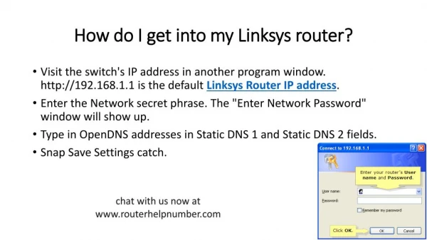 How do I get into my Linksys router?