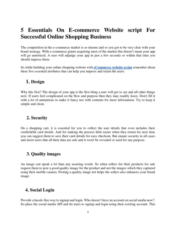 5 Essentials On E-commerce Website script For Successful Online Shopping Business