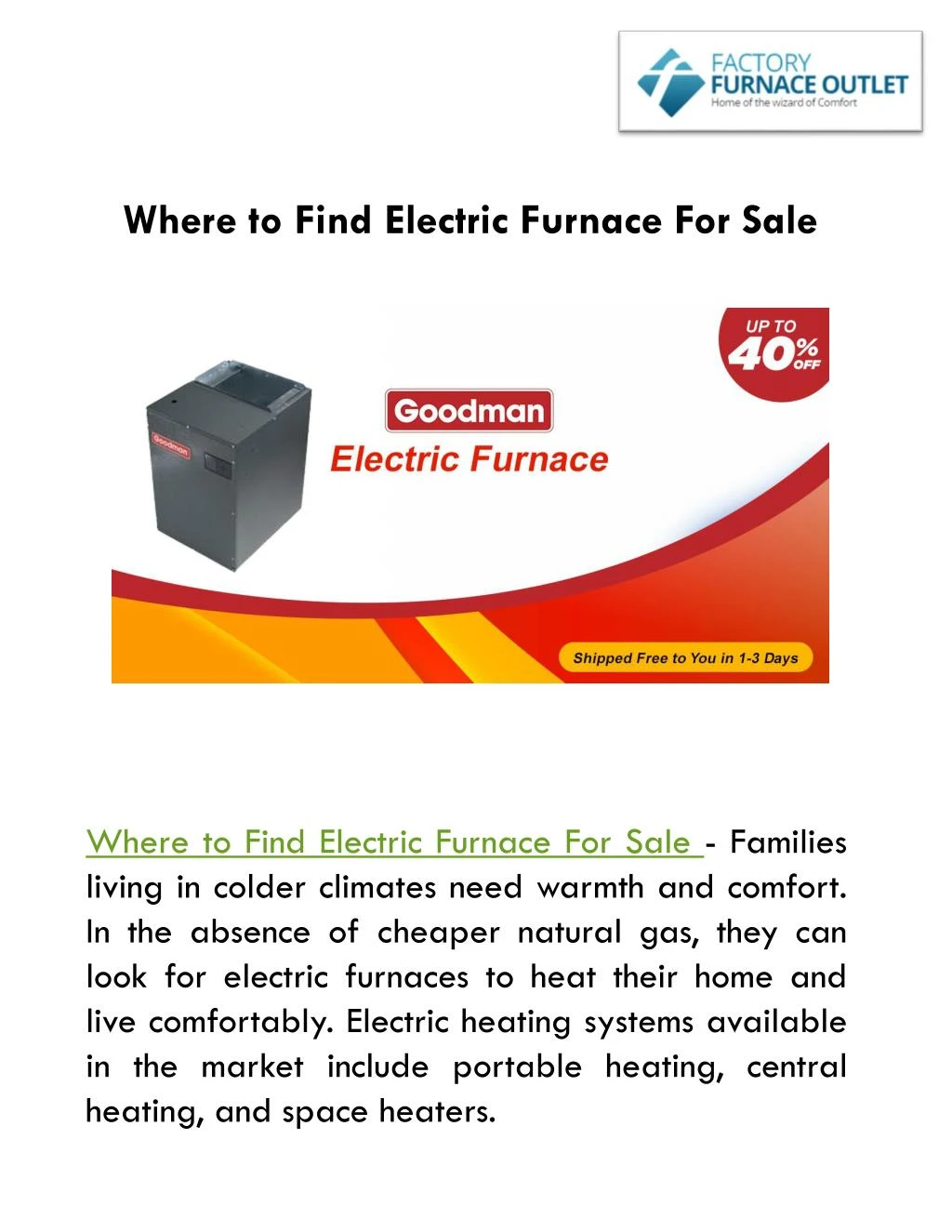 where to find electric furnace for sale