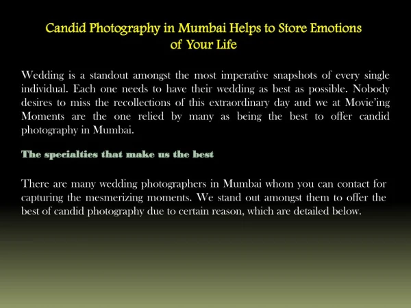 Candid photography in mumbai helps to store emotions of your life