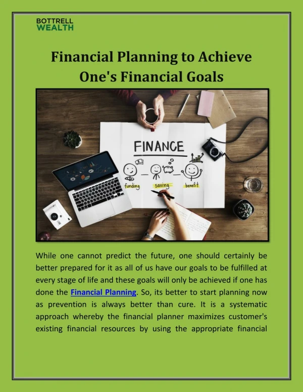 Financial Planning to Achieve One's Financial Goals
