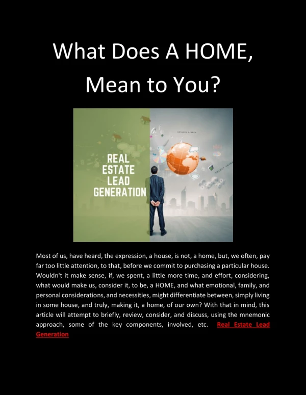 What does a home mean to You