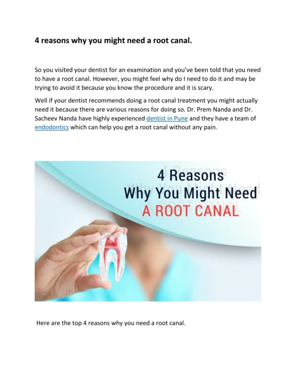 Reasons why you might need a root canal