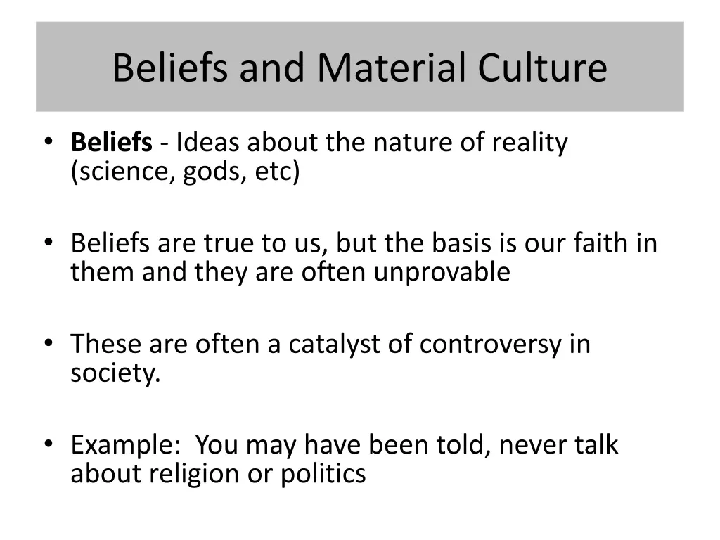 beliefs and material culture