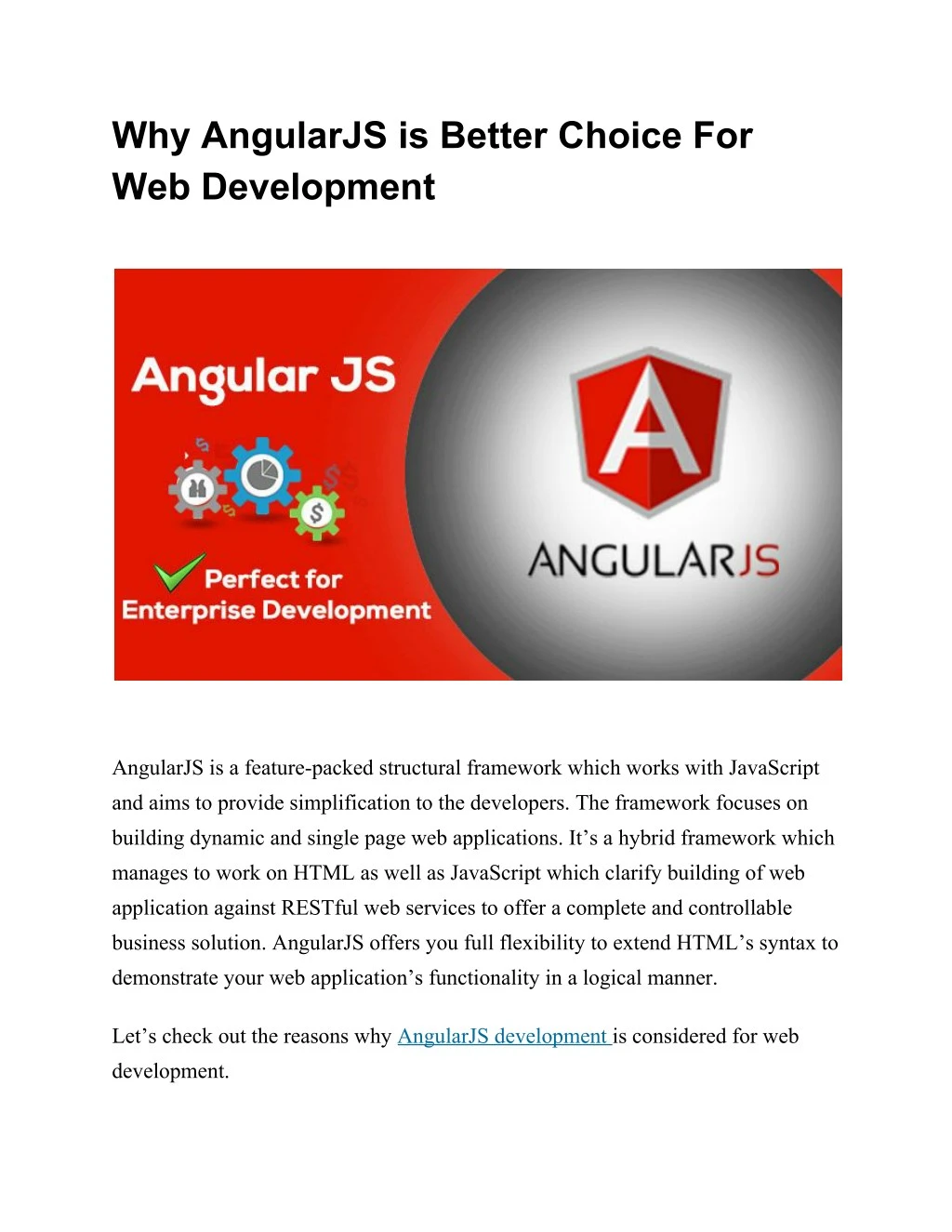 why angularjs is better choice for web development
