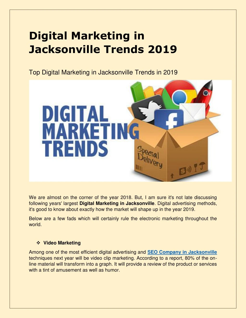 digital marketing in jacksonville trends 2019