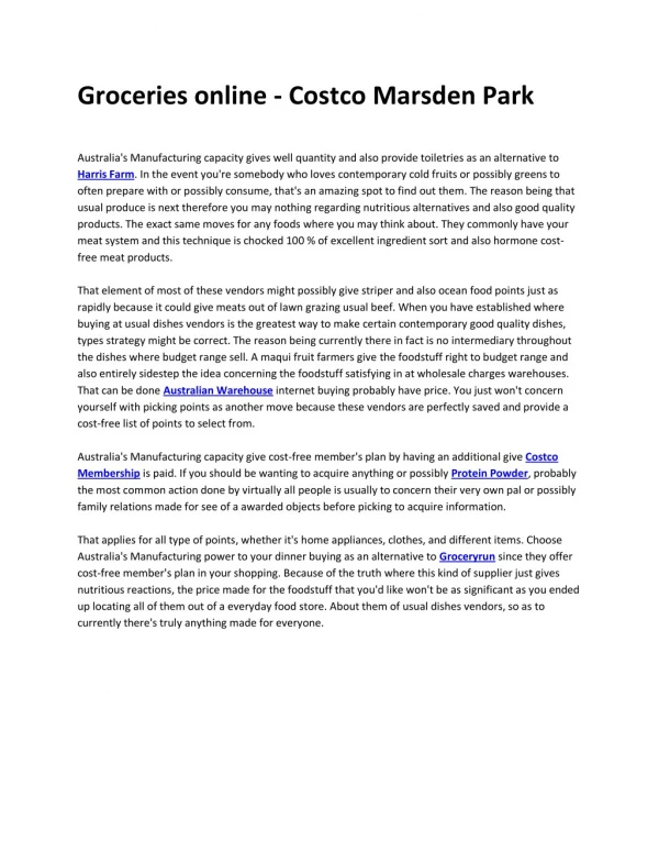 Groceries online - Costco Marsden Park