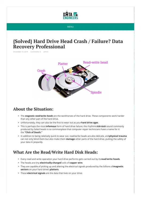 Hard Drive Repair After a Head Crash