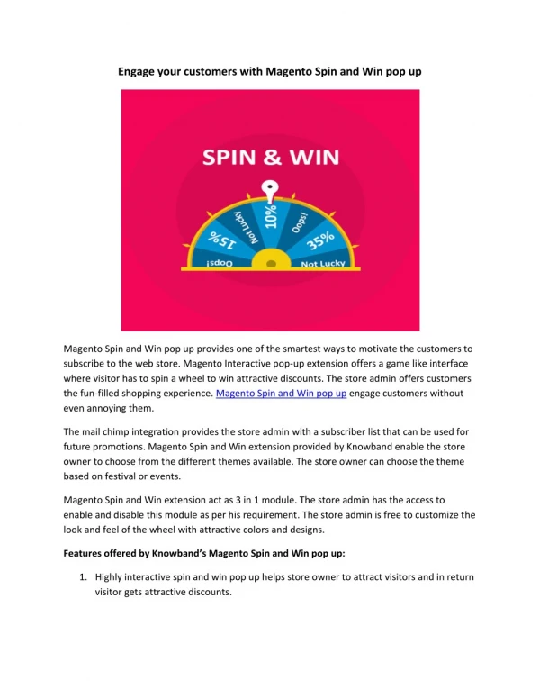 Engage your customers with Magento Spin and Win pop up