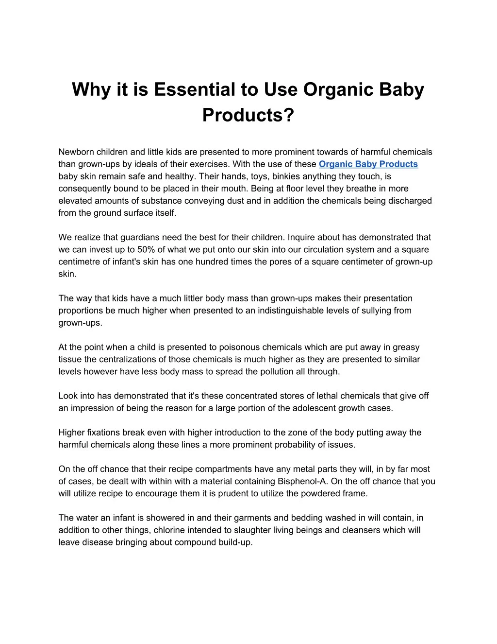 why it is essential to use organic baby products