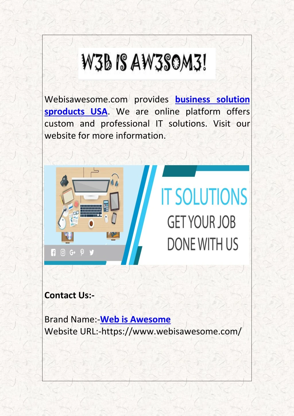 webisawesome com provides business solution
