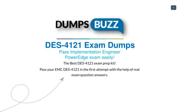 Valid DES-4121 Braindumps - Pass EMC DES-4121 Test in 1st attempt