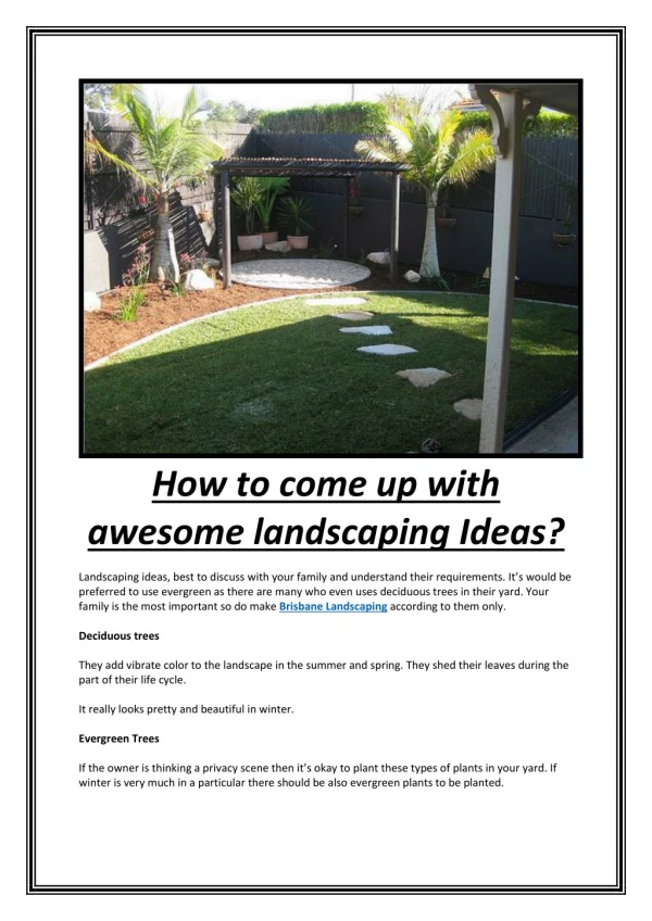 How to come up with awesome landscaping Ideas?