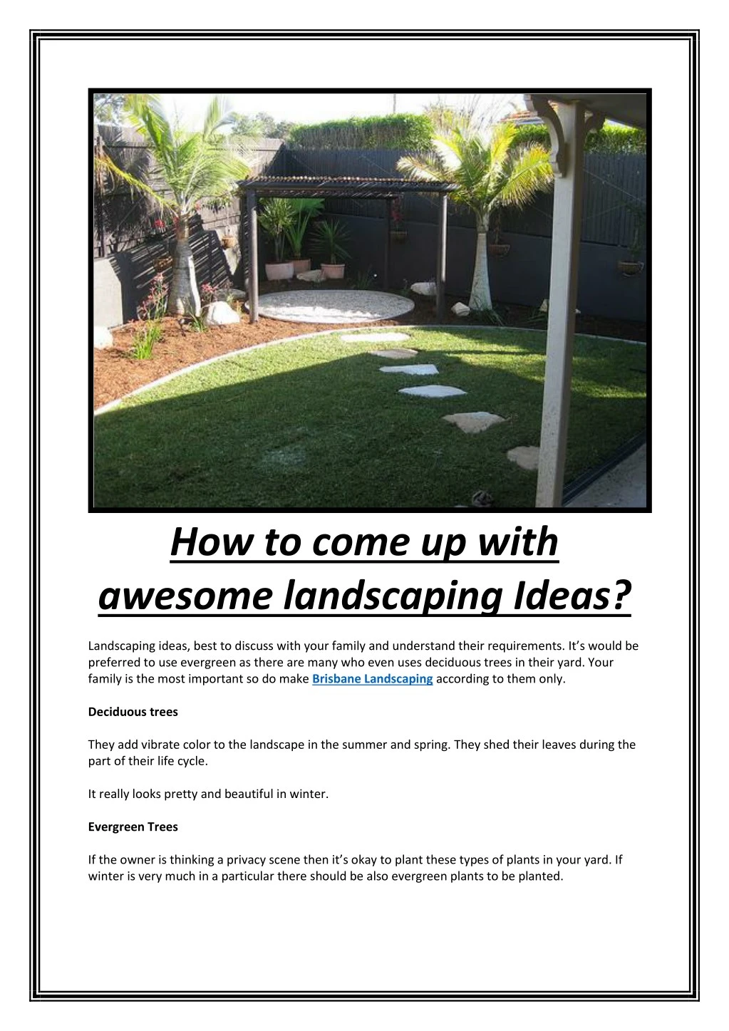 how to come up with awesome landscaping ideas