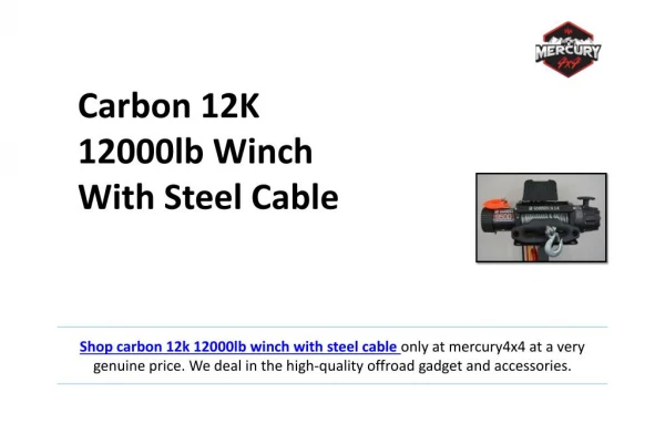 Carbon 12K 12000lb Winch With Steel Cable
