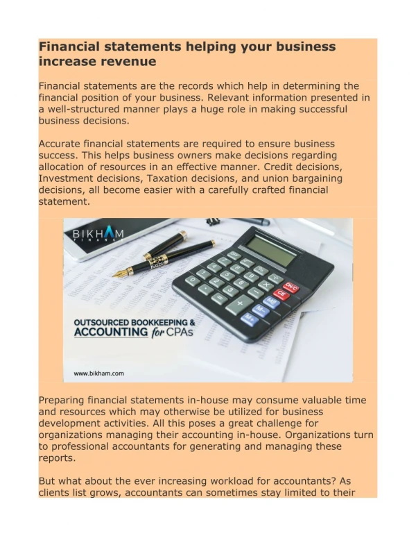 Financial statements helping your business increase revenue