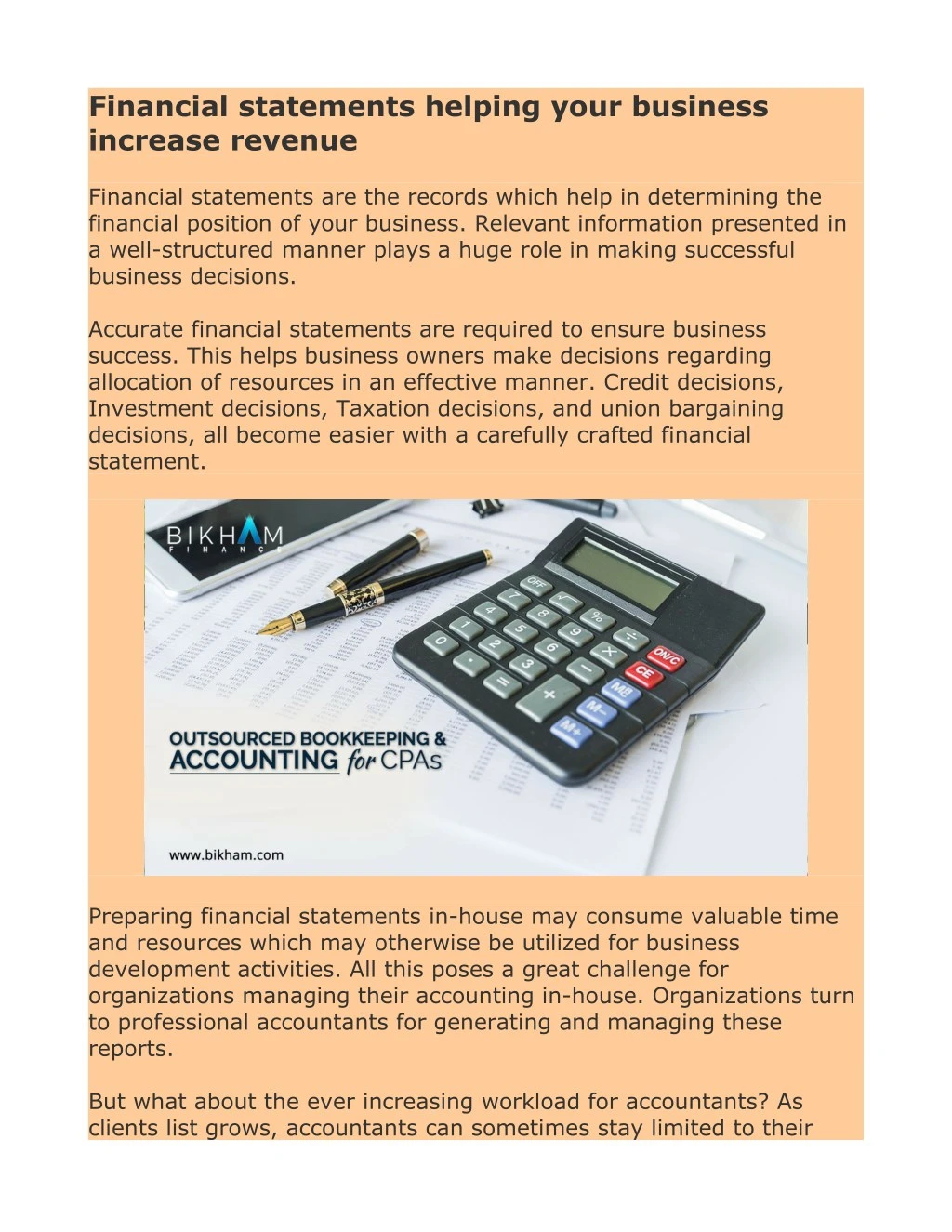 financial statements helping your business