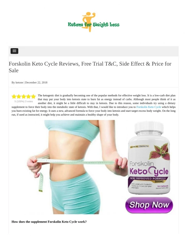 Forskolin Keto Cycle Ingredients-Are They Safe and Effective?