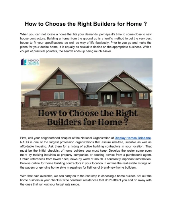 How to Choose the Right Builders for Home ?