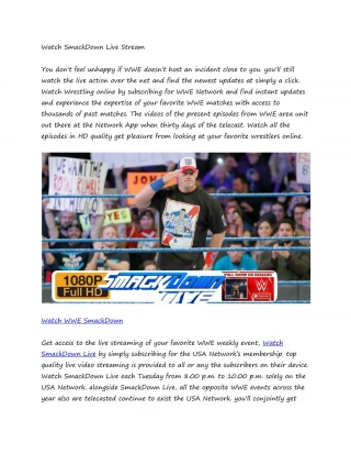 Watch SmackDown Live - slide 1