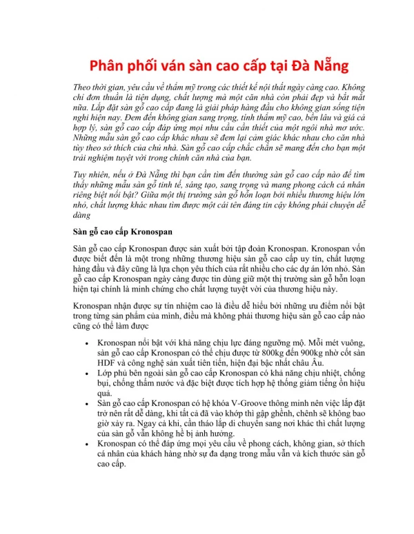 Phân phối ván sàn cao cấp tại Đà Nẵng