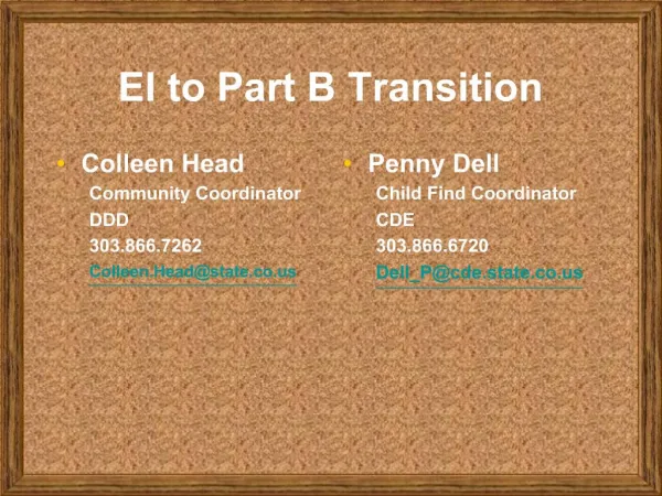 EI to Part B Transition