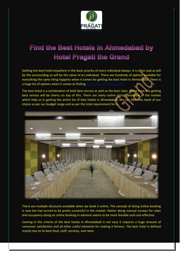 Find the Best Hotels in Ahmedabad by Hotel Pragati the Grand