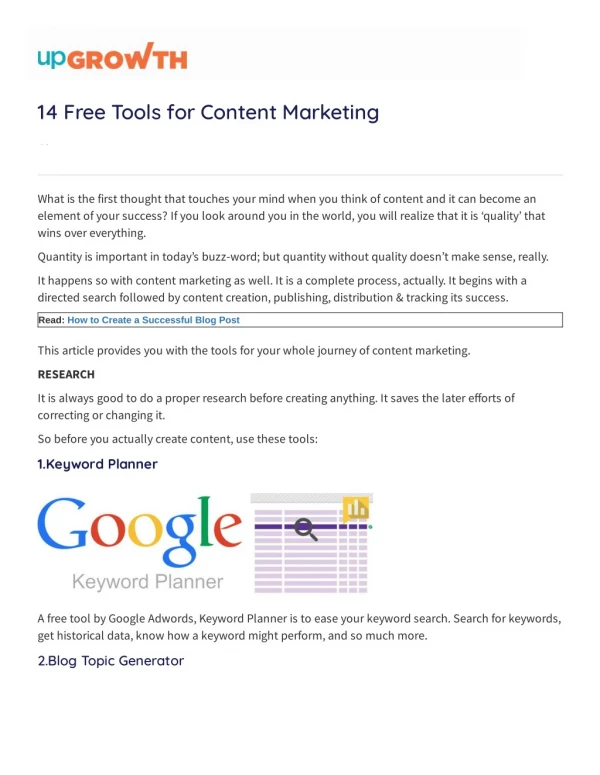 14 Free Tools for Content Marketing