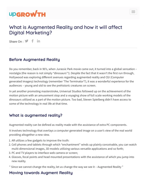 What is Augmented Reality and how it will affect Digital Marketing?