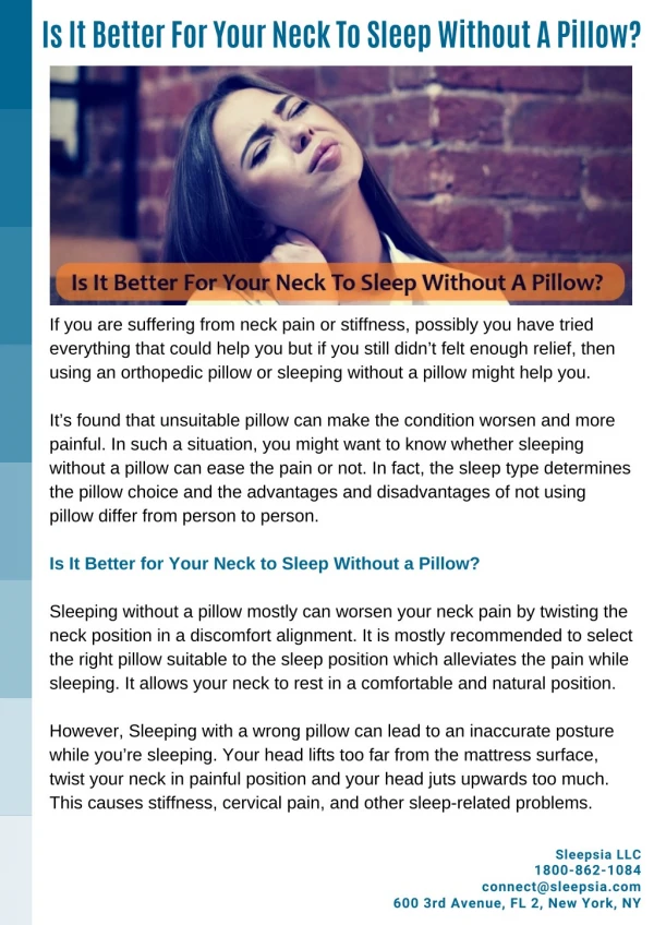 Is It Better For Your Neck To Sleep Without A Pillow?