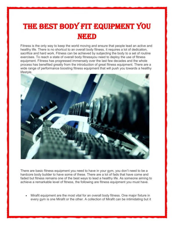 "The Best Body Fit Equipment You Need "