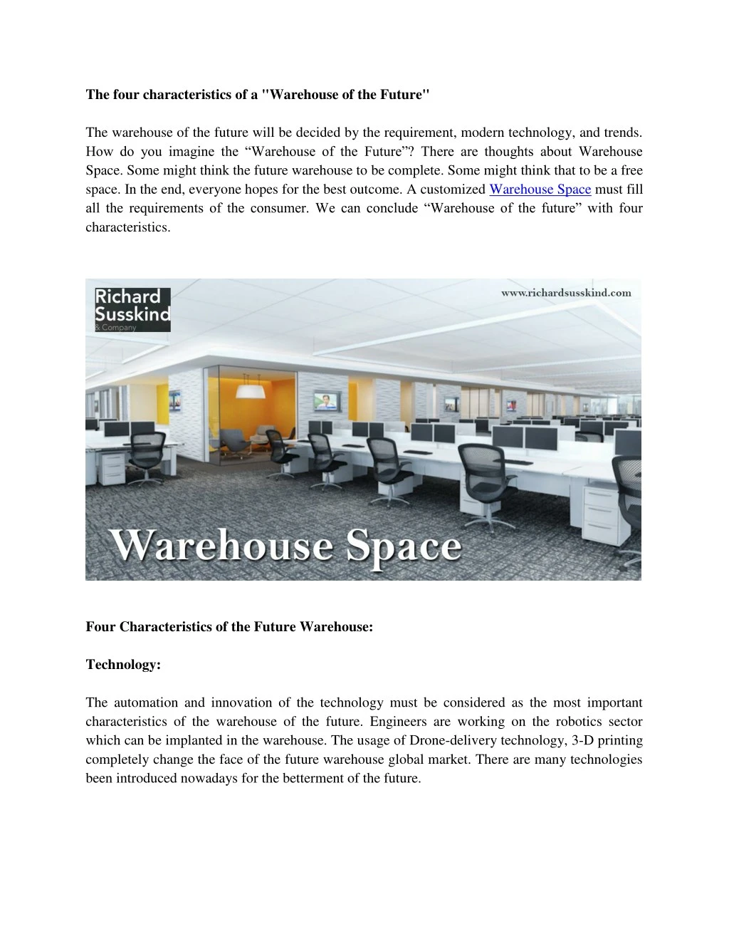 the four characteristics of a warehouse